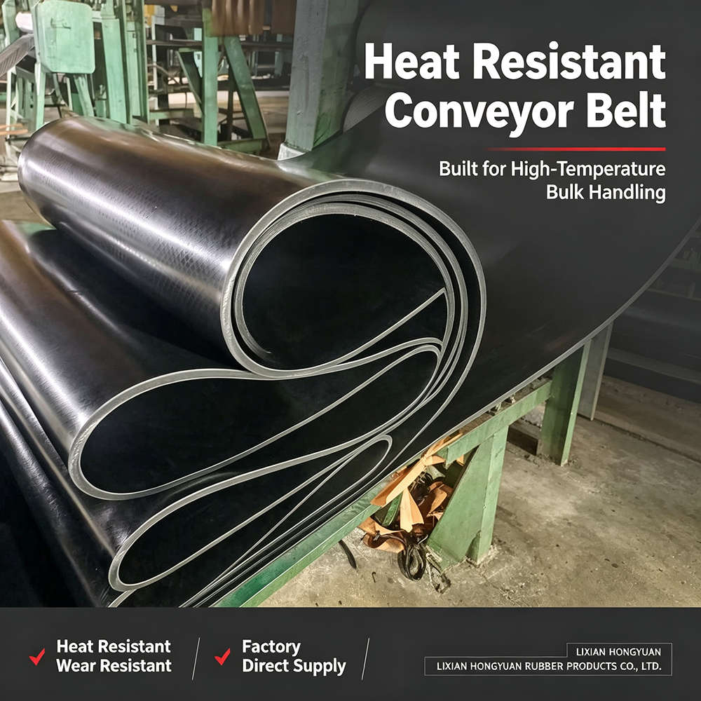 Hongyuan Heat Resistant Conveyor Belt high temperature rubber belt for cement clinker and metallurgy bulk conveying