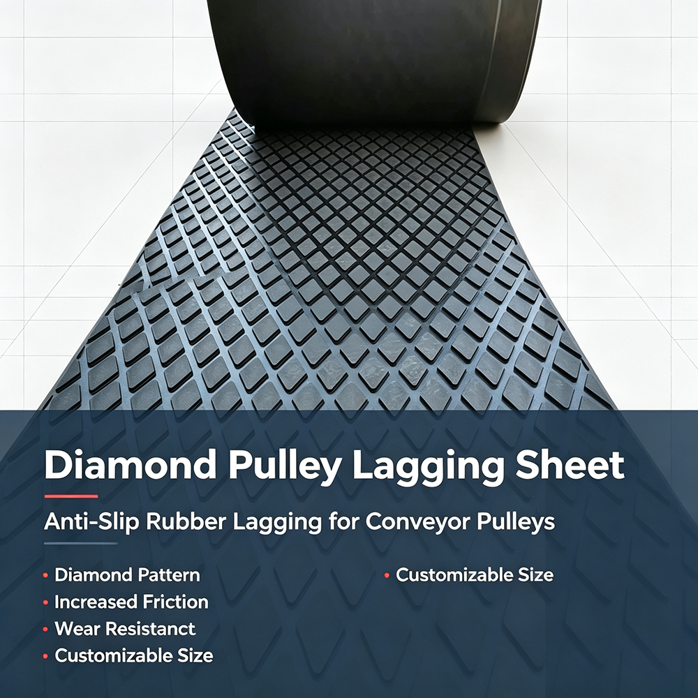 Hongyuan Diamond Pulley Lagging Sheet Anti-Slip Rubber Lagging for Conveyor Pulley