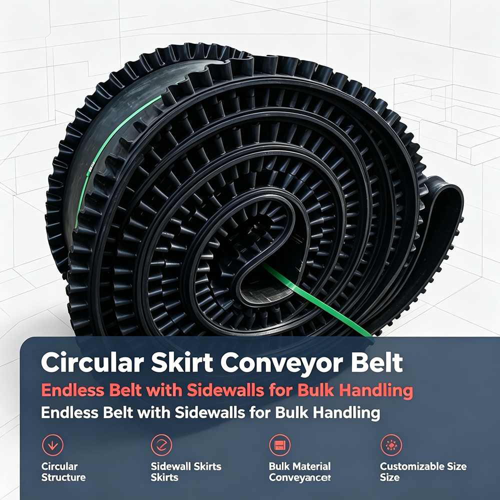 Hongyuan Endless Sidewall Conveyor Belt, Circular Skirt Rubber Belt for Bulk Lifting