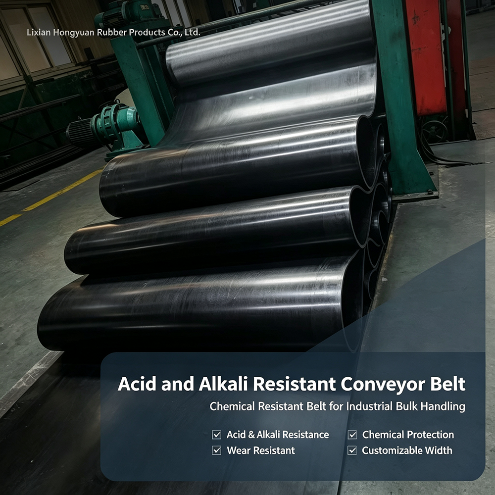Hongyuan Acid and Alkali Resistant Conveyor Belt anti-corrosion rubber belt for chemical plant and smeltery bulk conveying