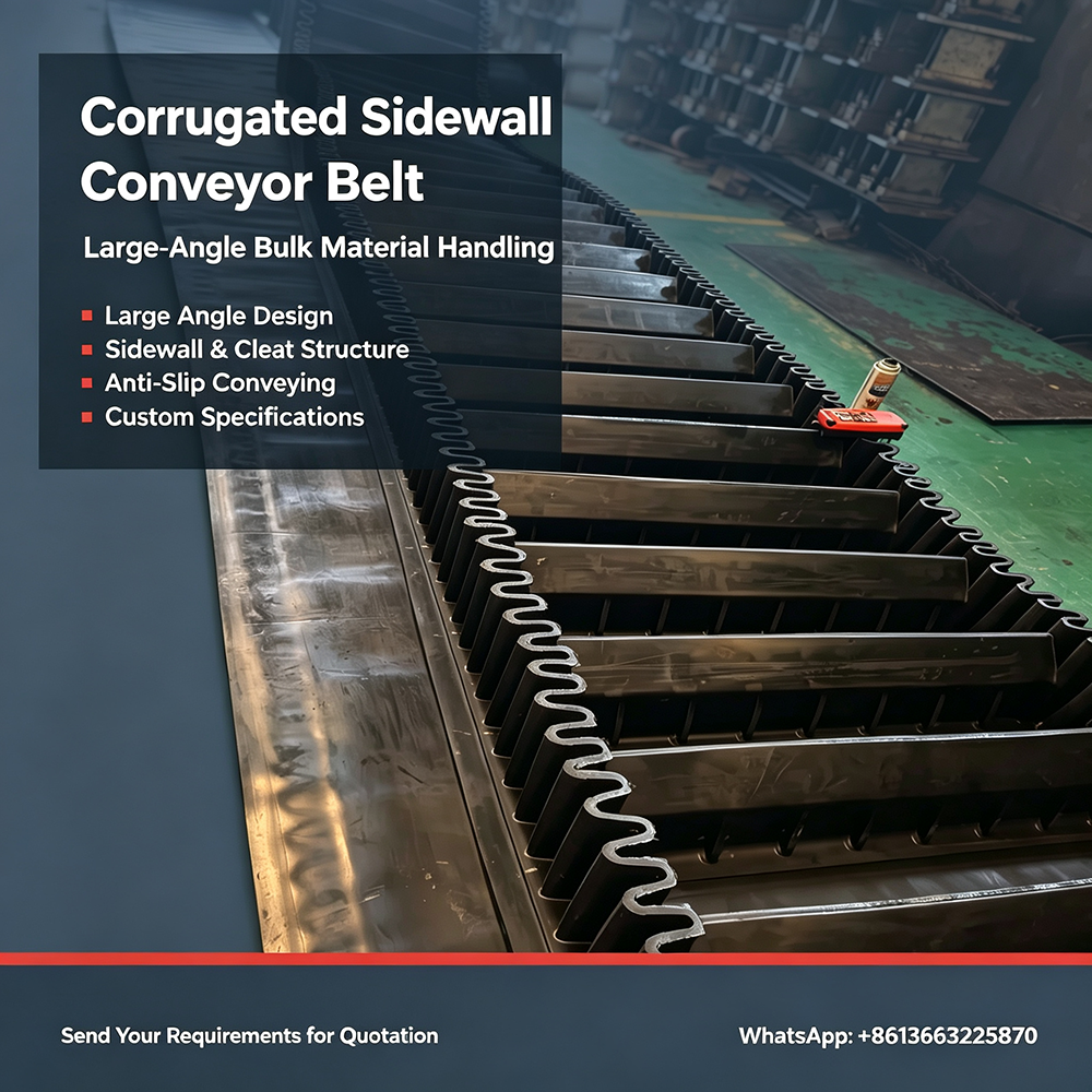Hongyuan Corrugated Sidewall Conveyor Belt Large-Angle Belt for Bulk Material Handling