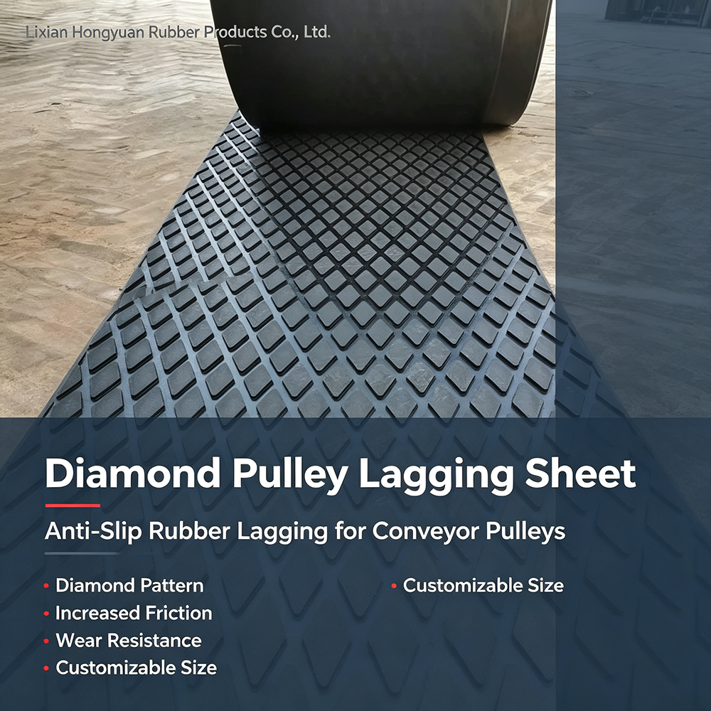 Hongyuan Diamond Pulley Lagging Sheet Anti-Slip Rubber Lagging for Conveyor Drum