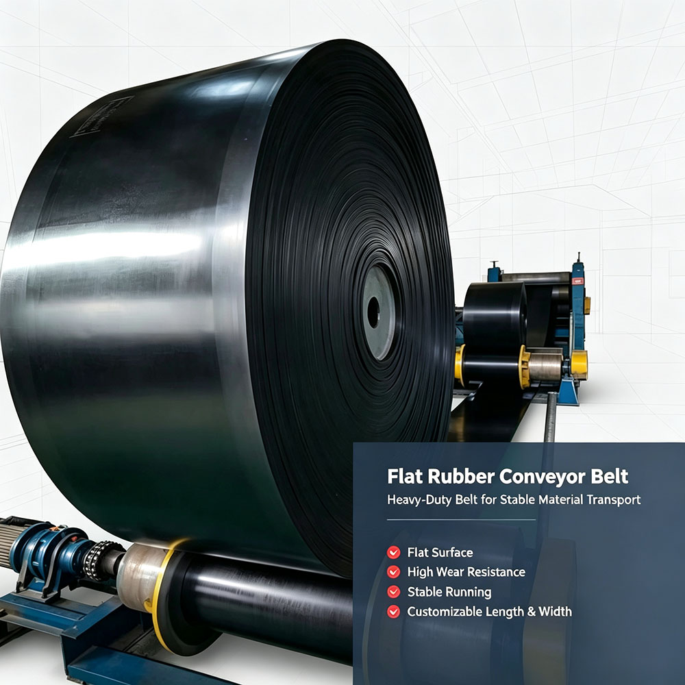 Hongyuan Flat Wear-resistant Rubber Conveyor Belt, Industrial Plain Conveyor Belt