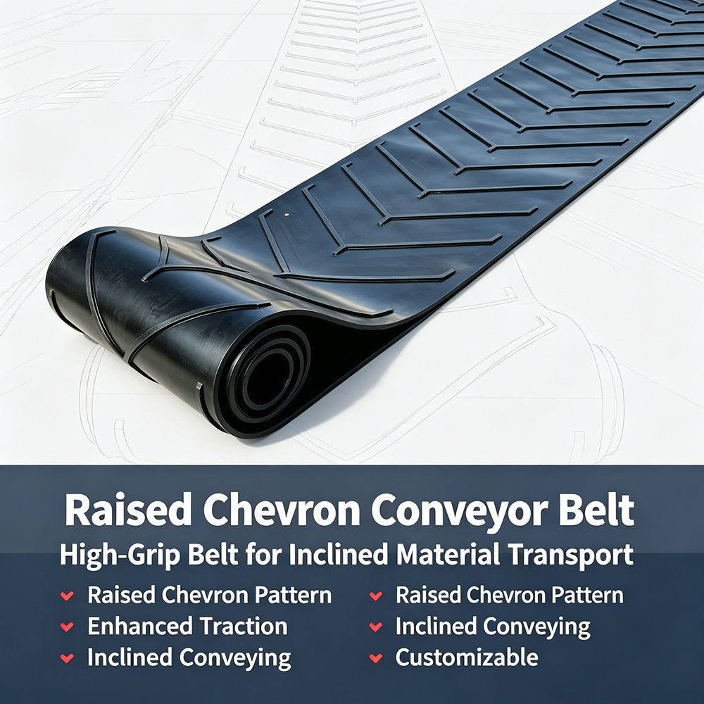 Hongyuan Raised Chevron Conveyor Belt High-Grip Belt for Inclined Material Transport
