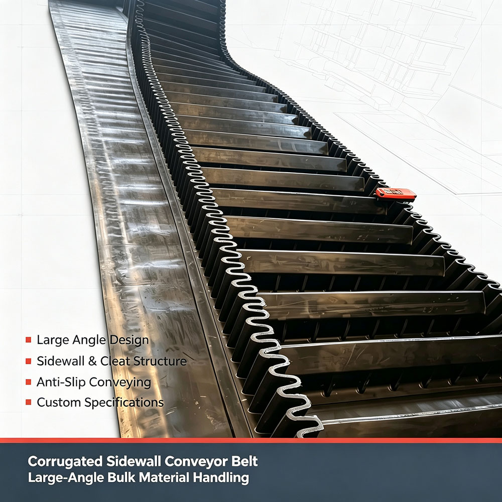 Hongyuan Corrugated Sidewall Conveyor Belt Large-Angle Belt for Bulk Material Handling