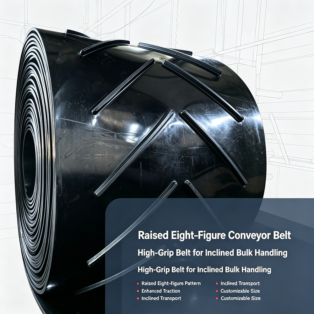 Hongyuan Raised Eight-Figure Conveyor Belt High-Grip Belt for Inclined Bulk Handling