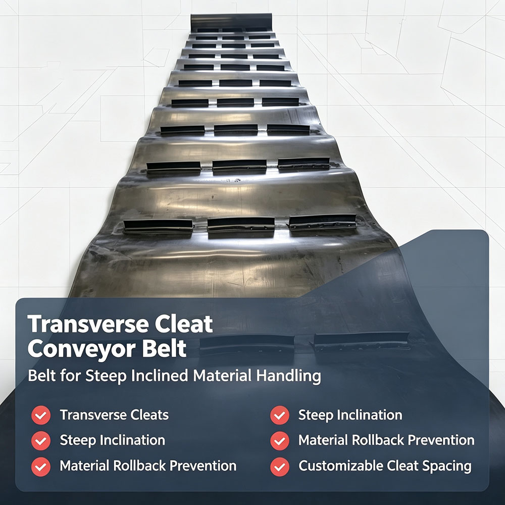 Hongyuan Transverse Cleat Conveyor Belt Belt for Steep Inclined Material Handling