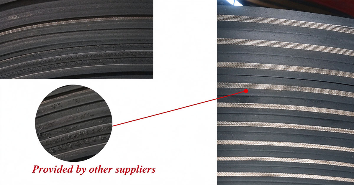 Cross-section structure of endless corrugated sidewall rubber conveyor belt