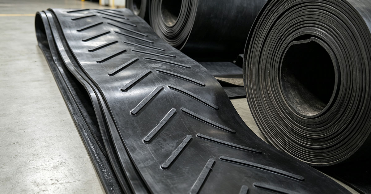 Chevron patterned anti-slip rubber conveyor belt roll for steep inclined conveying