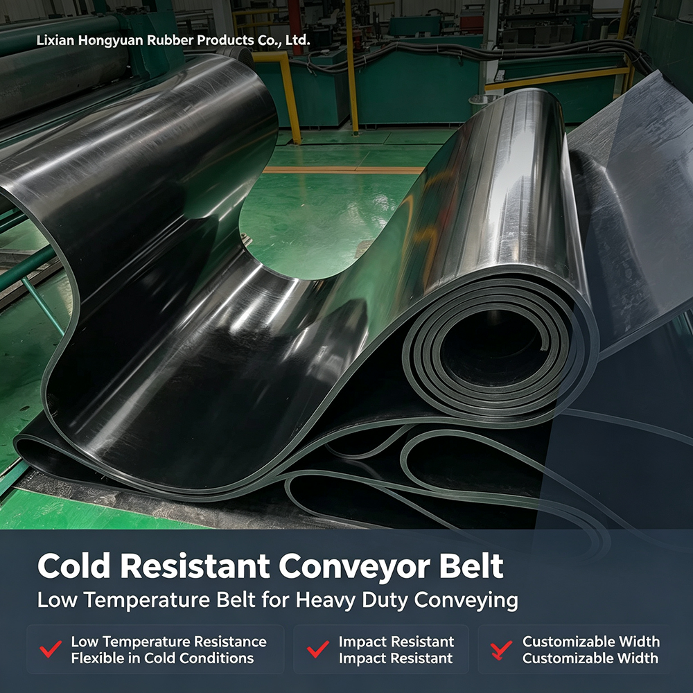 Hongyuan Cold Resistant Conveyor Belt, low temperature flexible rubber belt for outdoor cold mining bulk conveying