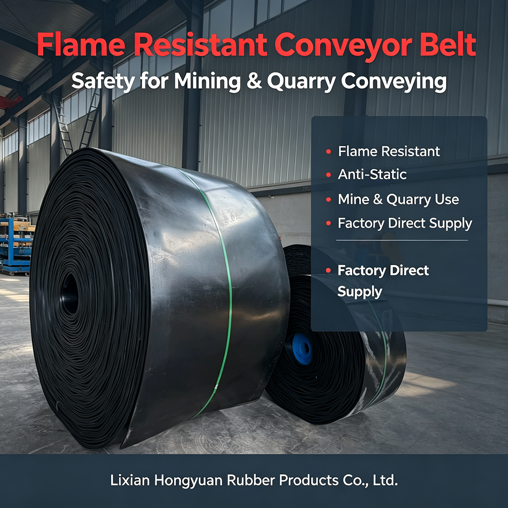 Lixian Hongyuan fire resistant conveyor belt, high temperature resistant industrial rubber belt factory roll